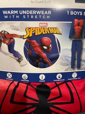 Cuddl Duds Spider-Man Red and Blue Kids Warm Underwear Set